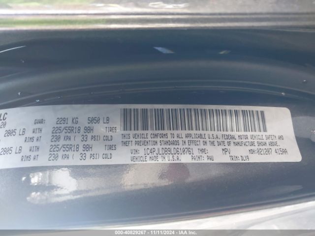 1C4PJLDB9LD610761 Jeep Cherokee Limited Fwd