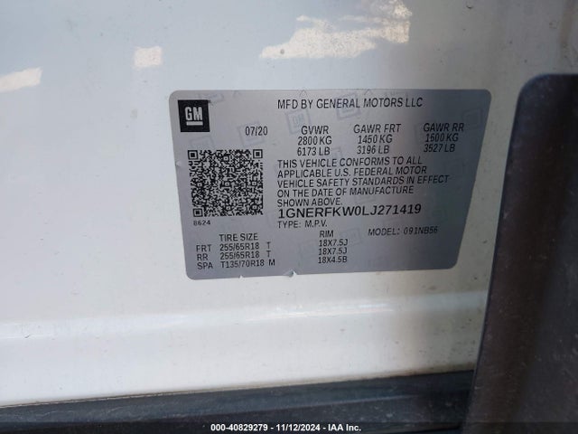 1GNERFKW0LJ271419 Chevrolet Traverse Fwd Ls