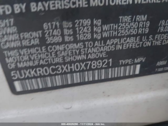5UXKR0C3XH0X78921 BMW X5 Xdrive35i