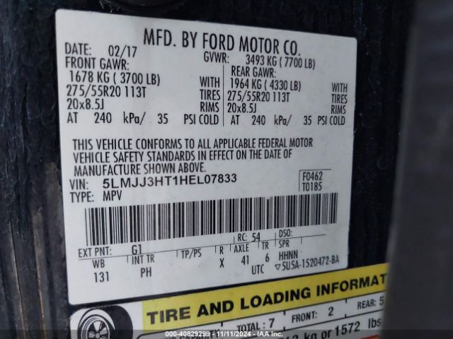 5LMJJ3HT1HEL07833 Lincoln Navigator L Select