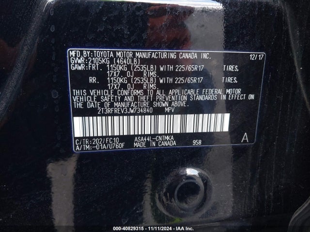 Toyota Rav4 Xle 2018 2T3RFREV3JW734840 Image 9