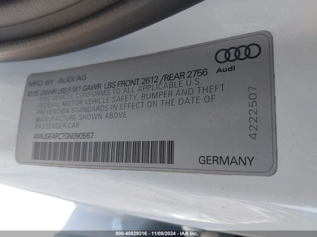 WAUGFAFC7GN090567 Audi A6 2.0t Premium Plus
