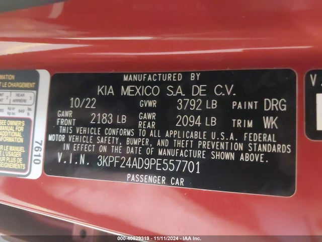 KIA Forte Lxs 2023 3KPF24AD9PE557701 Image 9