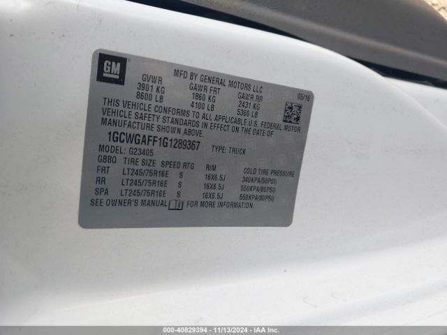 1GCWGAFF1G1289367 Chevrolet Express 2500 Work Van