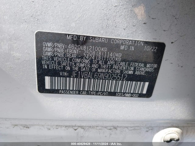 JF1VBAL69N9025512 Subaru Wrx Limited
