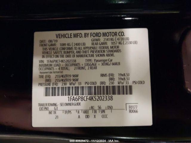 1FA6P8CF4K5202338 Ford MUSTANG GT