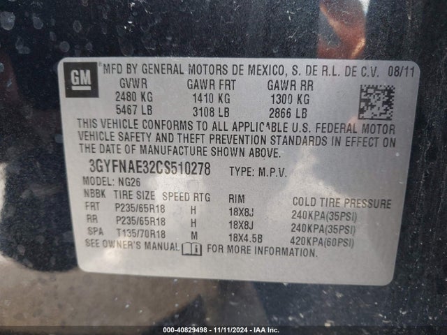 2012 CADILLAC SRX 3GYFNAE32CS510278 Photo 8
