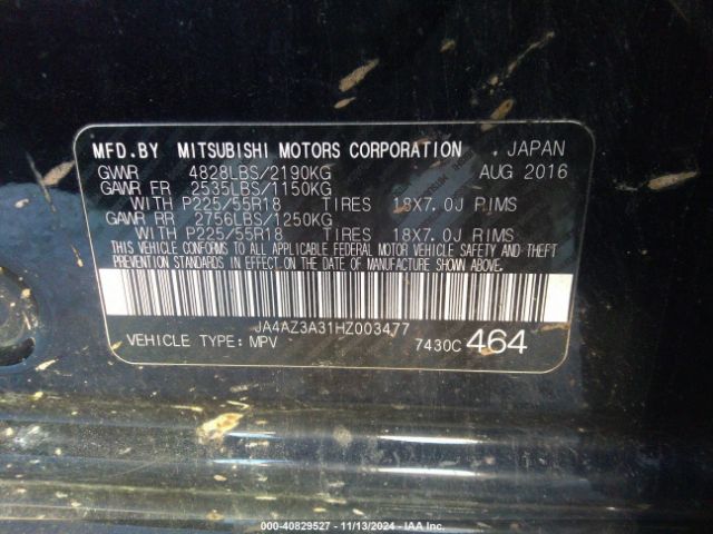 JA4AZ3A31HZ003477 Mitsubishi Outlander Se