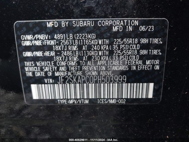 JF2SKAPC0PH503999 Subaru Forester Limited