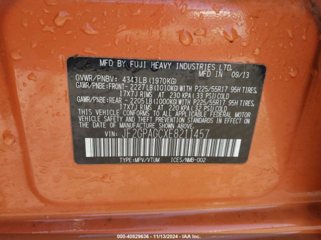 JF2GPAGCXE8211457 Subaru Xv Crosstrek 2.0i Limited