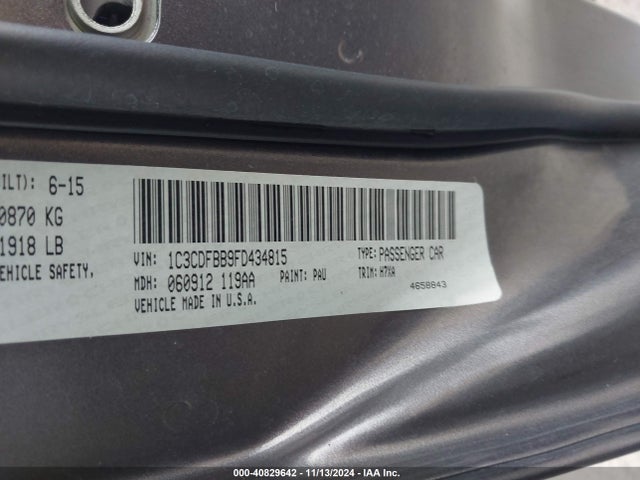 Dodge DART SXT 2015 1C3CDFBB9FD434815 Image 9