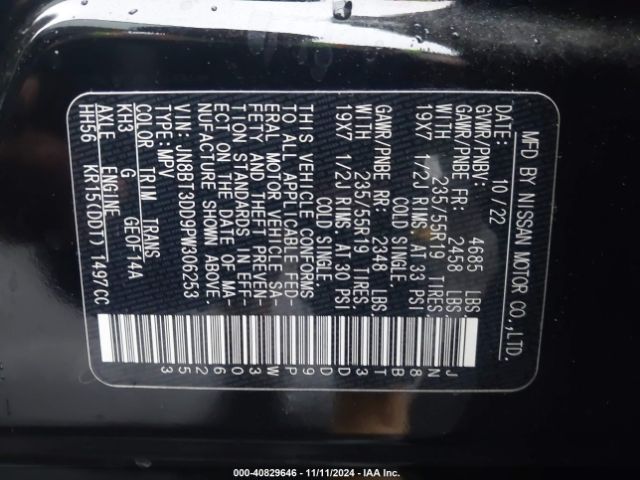 JN8BT3DD9PW306253 Nissan Rogue Platinum Intelligent Awd