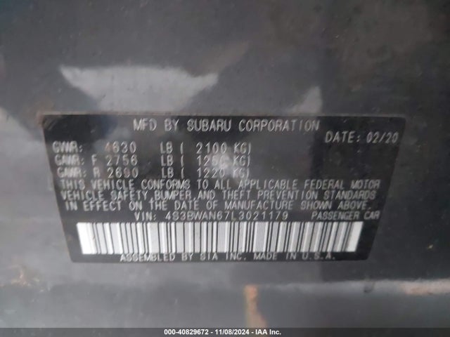 4S3BWAN67L3021179 Subaru Legacy Limited