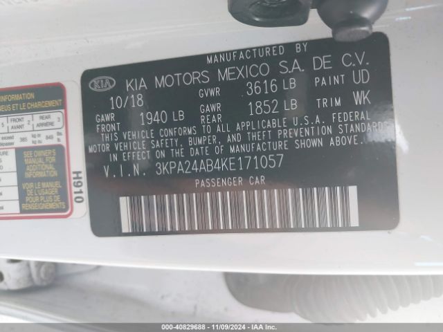 3KPA24AB4KE171057 KIA RIO S