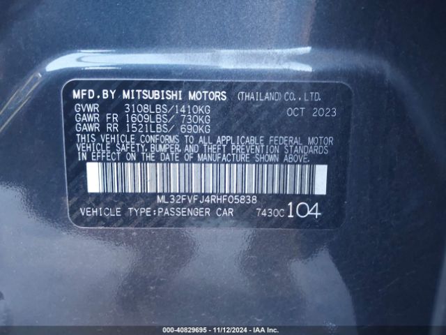 ML32FVFJ4RHF05838 Mitsubishi Mirage G4 Se