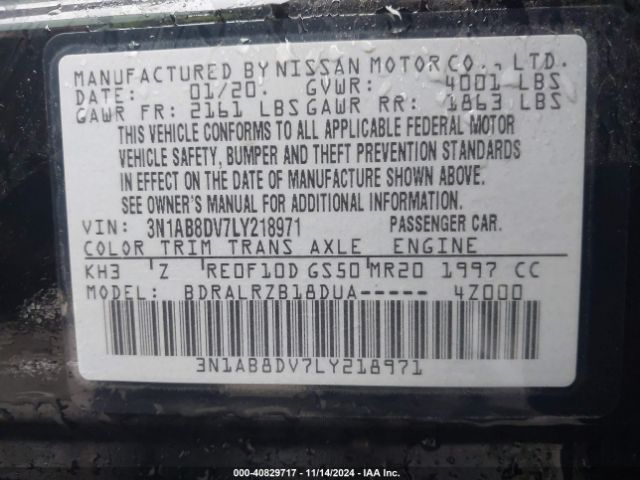 3N1AB8DV7LY218971 Nissan Sentra Sr Xtronic Cvt