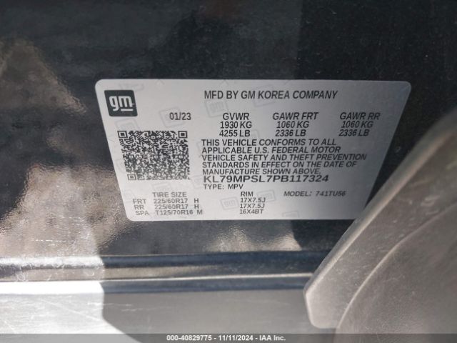 KL79MPSL7PB117324 Chevrolet Trailblazer Fwd Lt