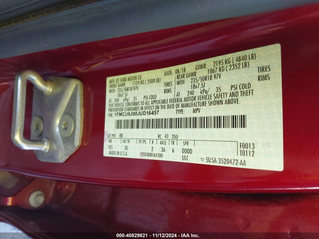 Ford Escape Titanium 2018 1FMCU9J90JUD16457 Image 9