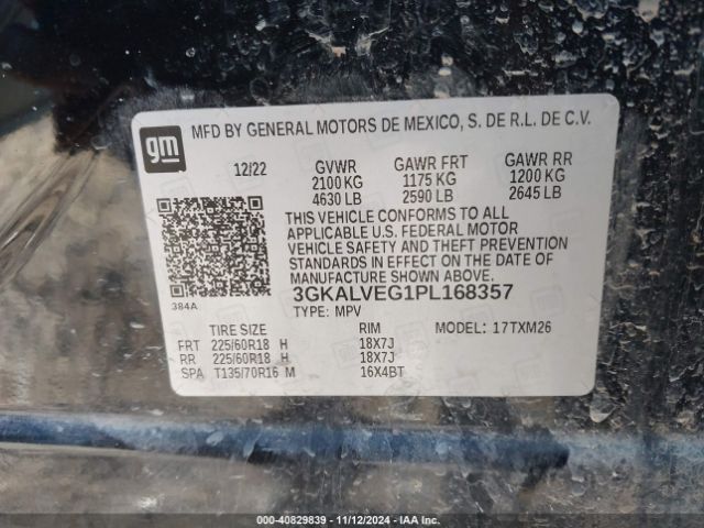 3GKALVEG1PL168357 GMC Terrain Awd Slt