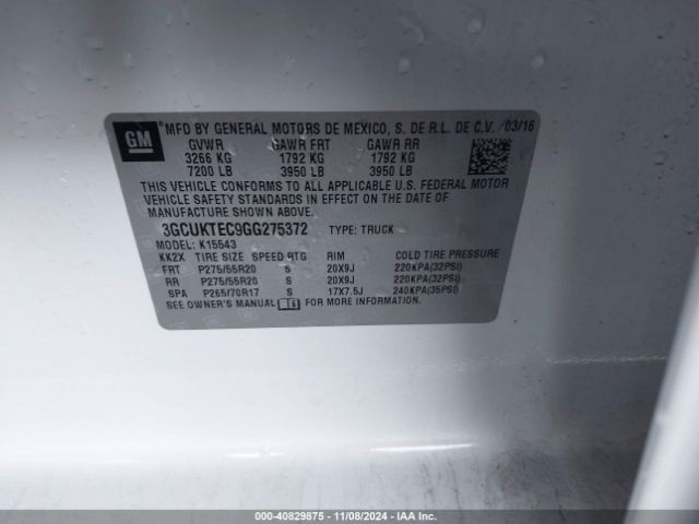 3GCUKTEC9GG275372 Chevrolet Silverado 1500 High Country