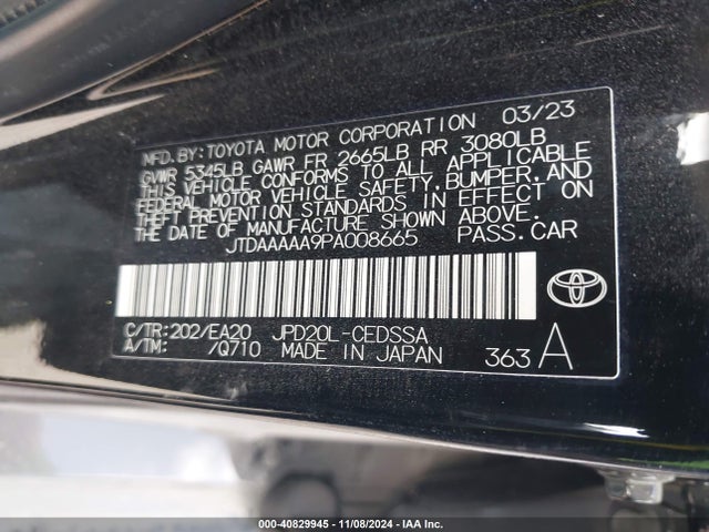 Toyota Mirai Xle 2023 JTDAAAAA9PA008665 Image 9