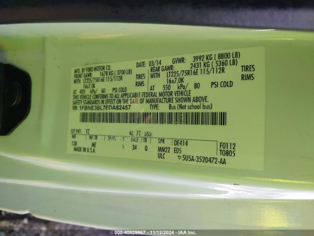 1FBNE3BL7EDA82457 Ford E-350 Super Duty Xlt