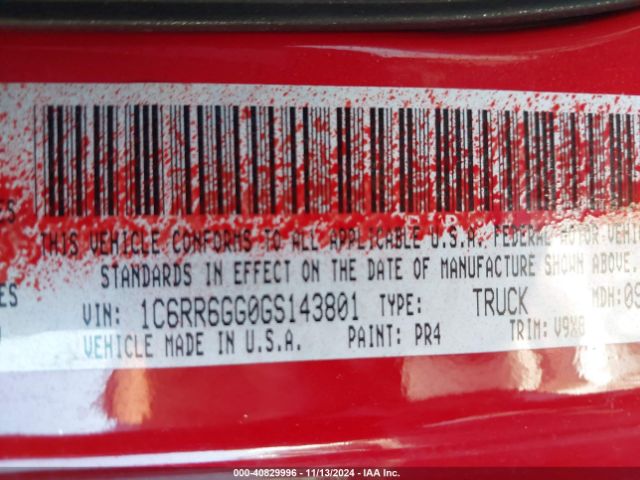 1C6RR6GG0GS143801 RAM 1500 Slt