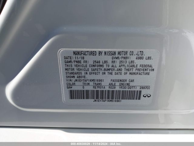 JN1EV7AP1KM516961 Infiniti Q50 3.0t Luxe