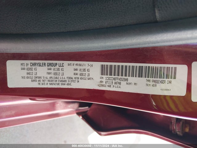 Chrysler 200 Limited 2015 1C3CCCAB7FN552908 Image 9