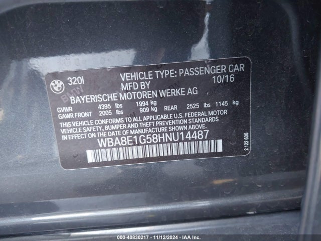 WBA8E1G58HNU14487 BMW 320i