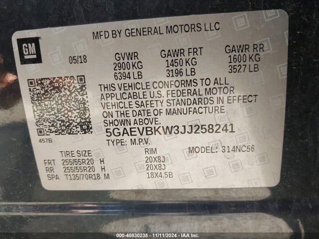 5GAEVBKW3JJ258241 Buick Enclave Premium