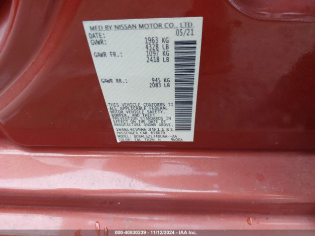 1N4BL4CV9MN391131 Nissan Altima Sr Fwd
