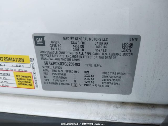 5GAKRCKDXGJ258483 Buick Enclave Premium