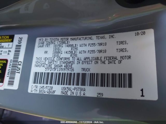 5TFDY5F11MX979726 Toyota Tundra Sr5