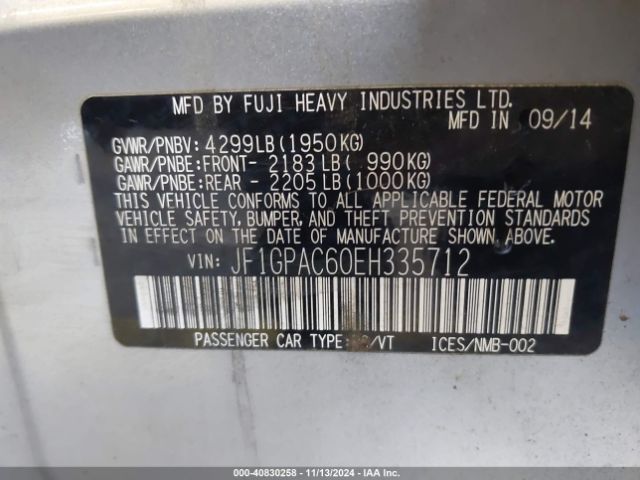 JF1GPAC60EH335712 Subaru Impreza 2.0i Premium