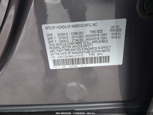 5J8YD3H34KL011710 Acura Mdx Standard
