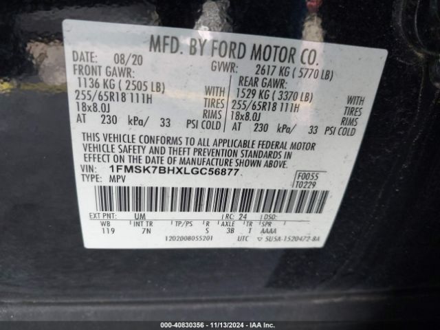 1FMSK7BHXLGC56877 Ford Explorer