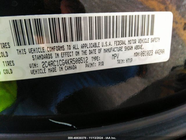 2C4RC1CG4KR508512 Chrysler Pacifica Lx
