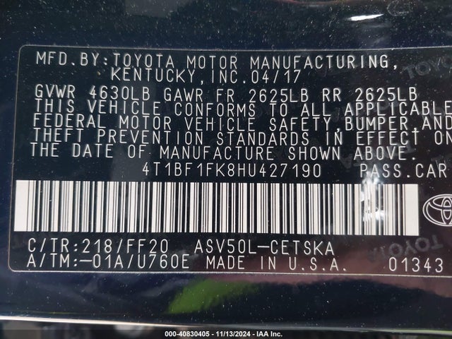 Toyota CAMRY SE 2017 4T1BF1FK8HU427190 Image 9