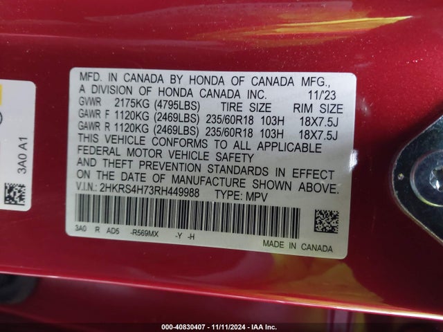Honda Cr-v Ex-l 2024 2HKRS4H73RH449988 Image 9