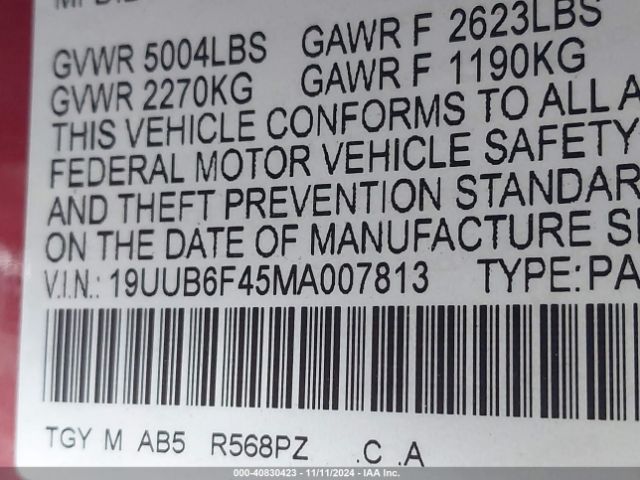 19UUB6F45MA007813 Acura Tlx Technology Package