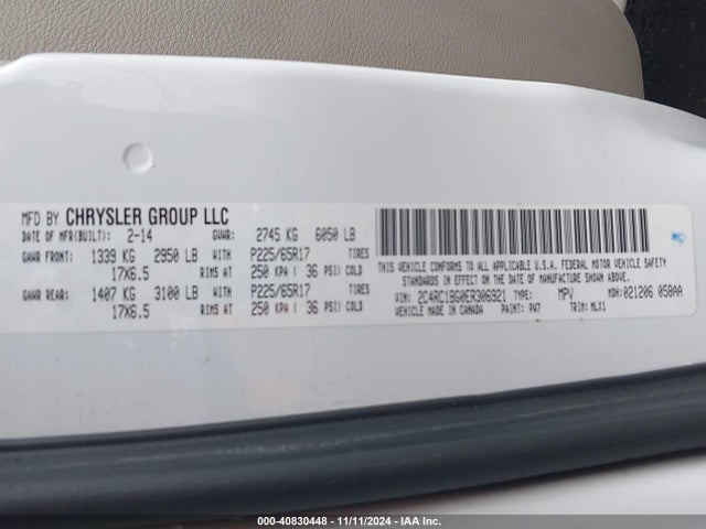 2C4RC1BG0ER306921 Chrysler Town & Country Touring