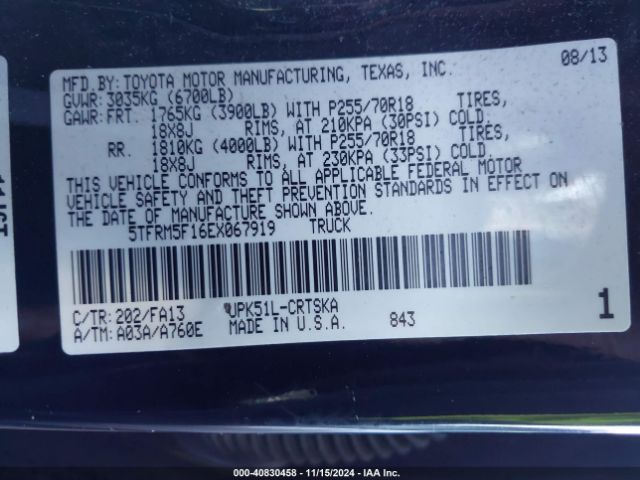 5TFRM5F16EX067919 Toyota Tundra Sr 4.6l V8