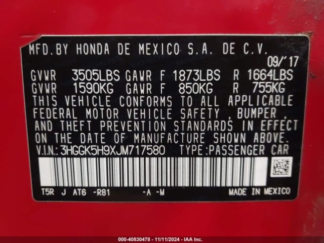 3HGGK5H9XJM717580 Honda Fit Ex-l