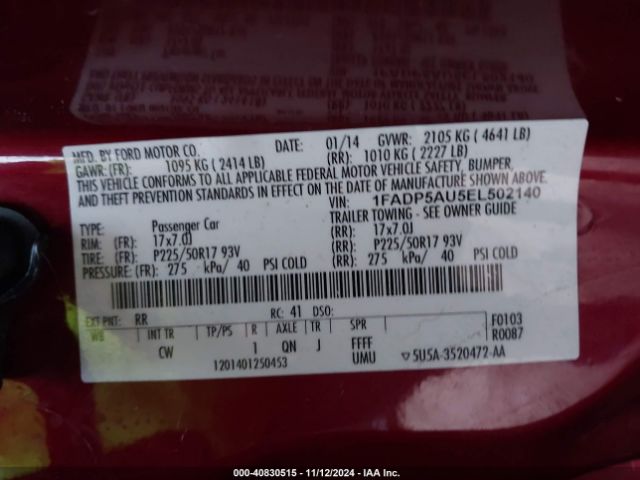 1FADP5AU5EL502140 Ford C-max Hybrid Se