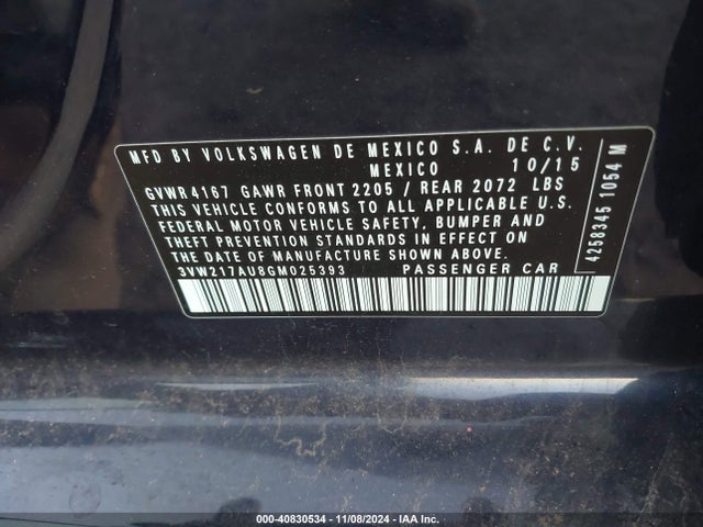 3VW217AU8GM025393 Volkswagen Golf Tsi S 4-door
