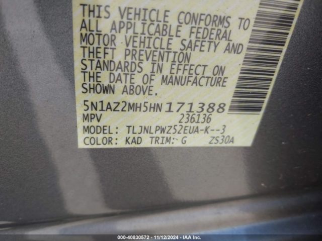 5N1AZ2MH5HN171388 Nissan MURANO S