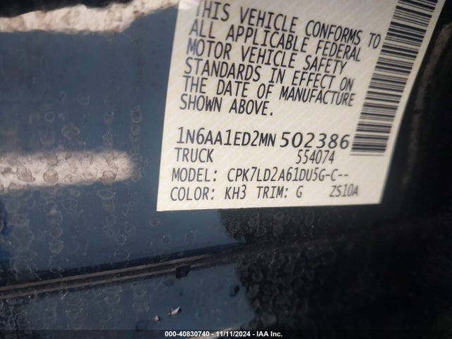 Nissan Titan Pro-4x 4x4 2021 1N6AA1ED2MN502386 Image 9