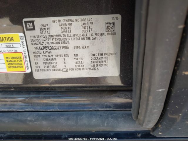 5GAKRBKD0GJ221906 Buick Enclave Leather