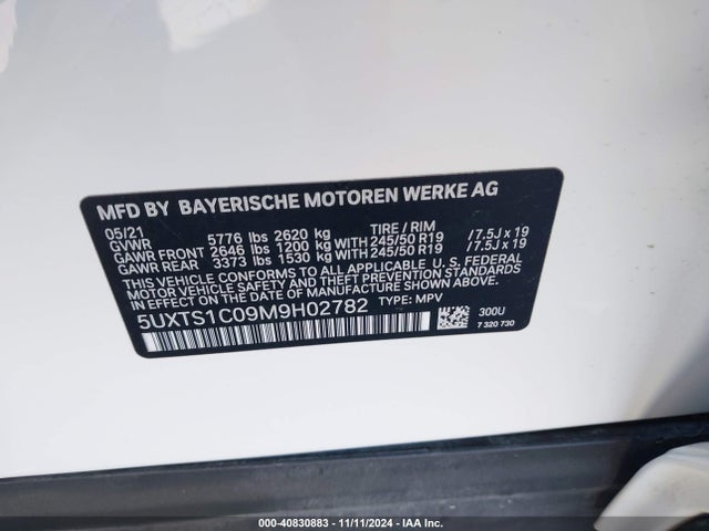 5UXTS1C09M9H02782 BMW X3 Phev Xdrive30e
